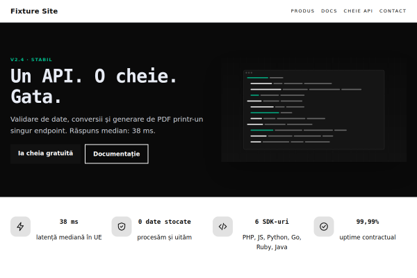 Șablon Produs API minimalist